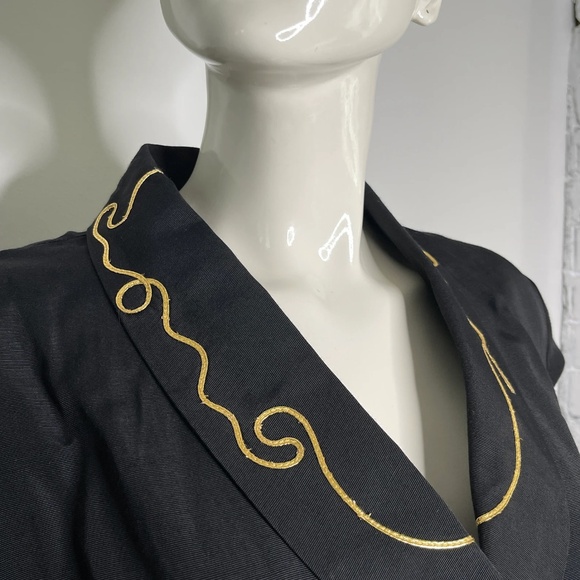 90s Amoretti Button Front Dress with Gold Detailing | Vintage Amoretti Black Dre - Picture 3 of 8